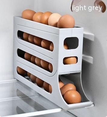 Refrigerator 4-Layer Automatic Egg Roller Sliding Egg Tray Refrigerator Side Door Large Capacity Holder Egg Storage Box Kitchen Gadgets - Image 6