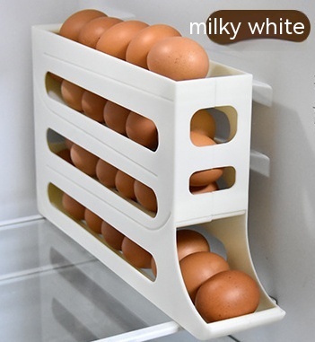 Refrigerator 4-Layer Automatic Egg Roller Sliding Egg Tray Refrigerator Side Door Large Capacity Holder Egg Storage Box Kitchen Gadgets - Image 3