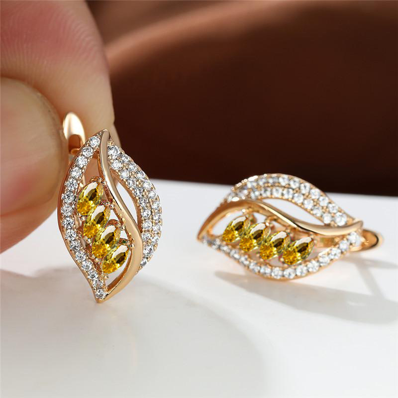 Ins Leaf-shaped Rhinestones Earrings Fashion Unique Zircon-encrusted Stud Earrings Women's Jewelry - Image 2