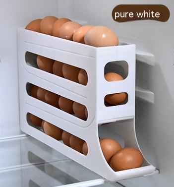 Refrigerator 4-Layer Automatic Egg Roller Sliding Egg Tray Refrigerator Side Door Large Capacity Holder Egg Storage Box Kitchen Gadgets - Image 5