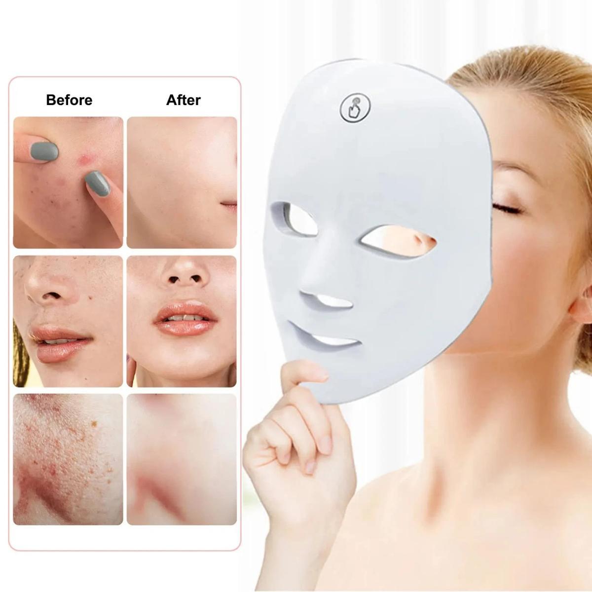 7 Color LED Light Photon Face Mask Neck Rejuvenation Skin Facial Wrinkle Therapy - Image 6