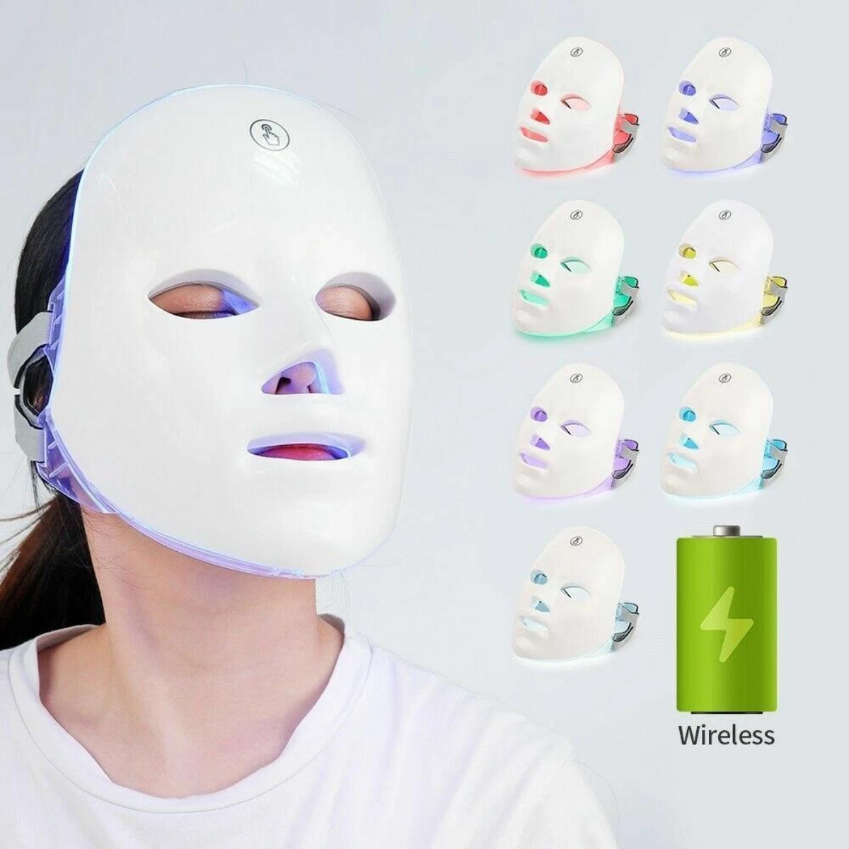 7 Color LED Light Photon Face Mask Neck Rejuvenation Skin Facial Wrinkle Therapy - Image 2