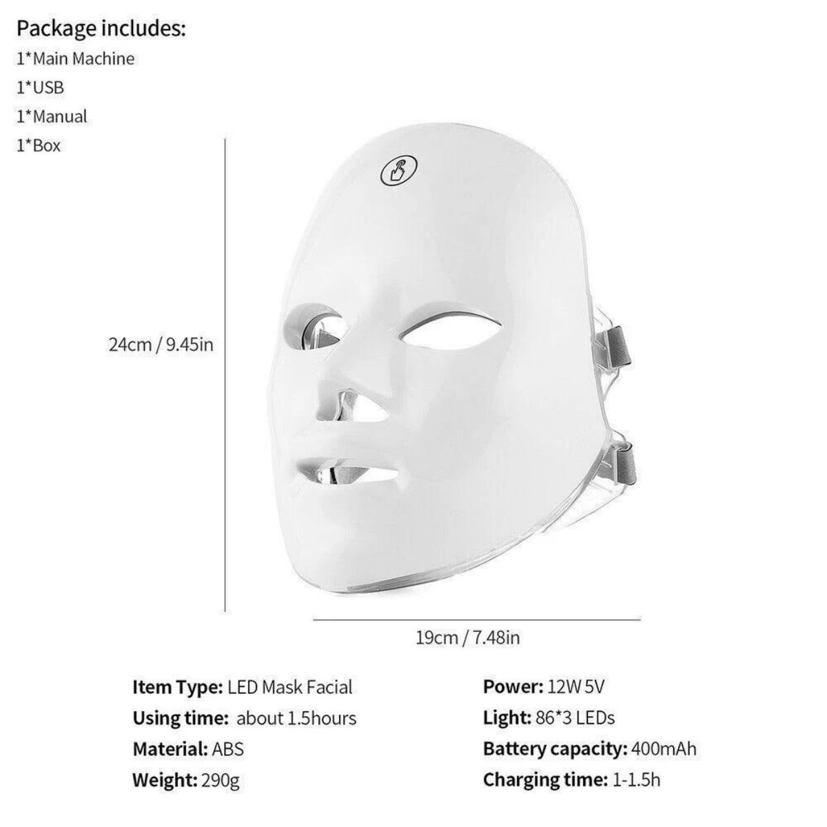 7 Color LED Light Photon Face Mask Neck Rejuvenation Skin Facial Wrinkle Therapy - Image 3